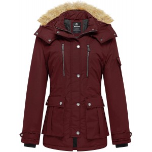 Women's Quilted Winter Coat Warm Puffer Jacket Thicken Parka with Removable Hood