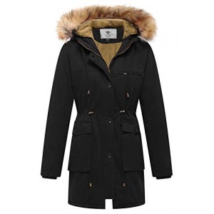 Women's Fleece Cotton Military Parka Fur Hooded Coat Jacket