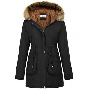 Womens Hooded Warm Winter Thicken Fleece Lined Parkas Long Coats