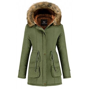 Women's Winter Coat Hooded Warm Puffer Quilted Thicken Parka Jacket with Fur Trim