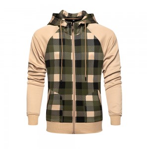 Men's zip-up hoodies with plaid design WY75