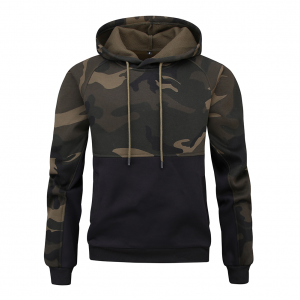 Men's basic hoodie with camo print WY42